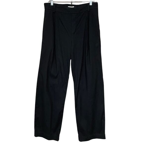 VINCE Wide Leg Linen Blend Trouser Women Size M Black Elastic Waist Pull On Pant - Picture 1 of 9
